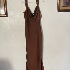 Chic Brown Midi Dress with Straps